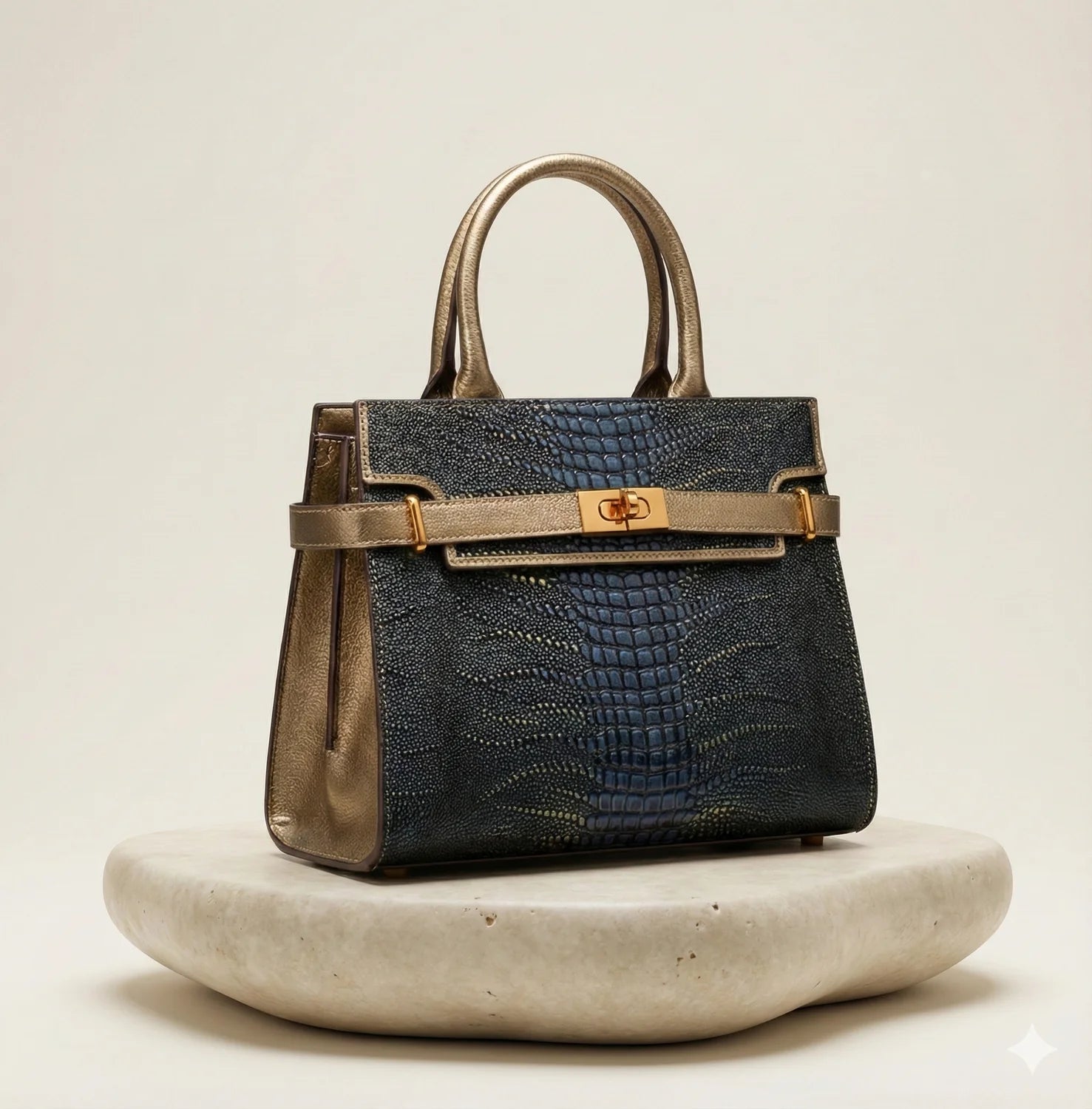 Sac à Main Noir Effet Croco — vue 1 Image