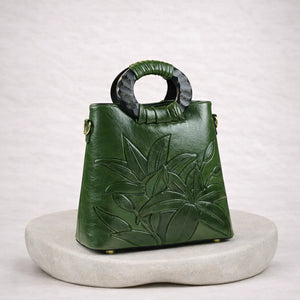 Sac Marron Motif Floral Sculpté — vue 1