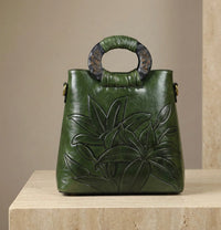 Sac Marron Motif Floral Sculpté — vue 6