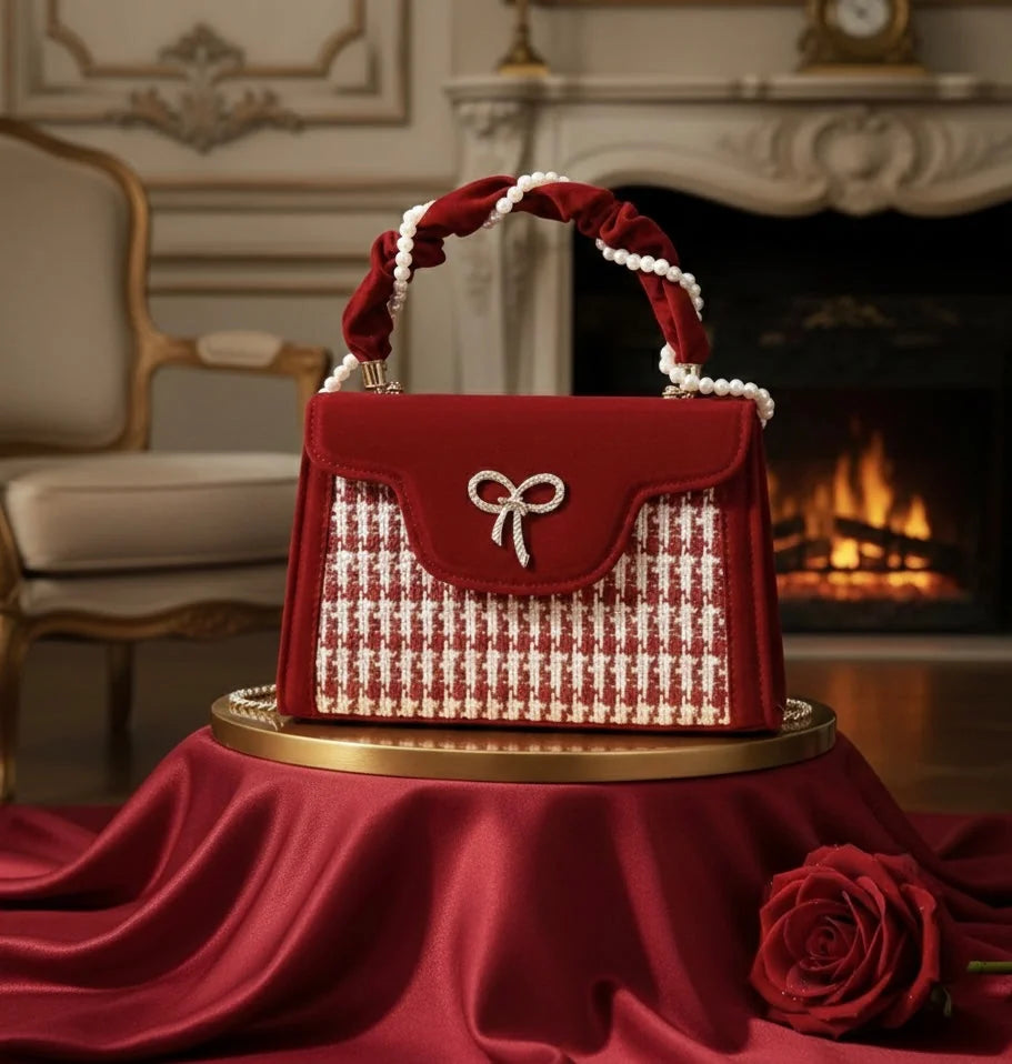 Sac Velours & Tweed Poignée Perlée — vue 7