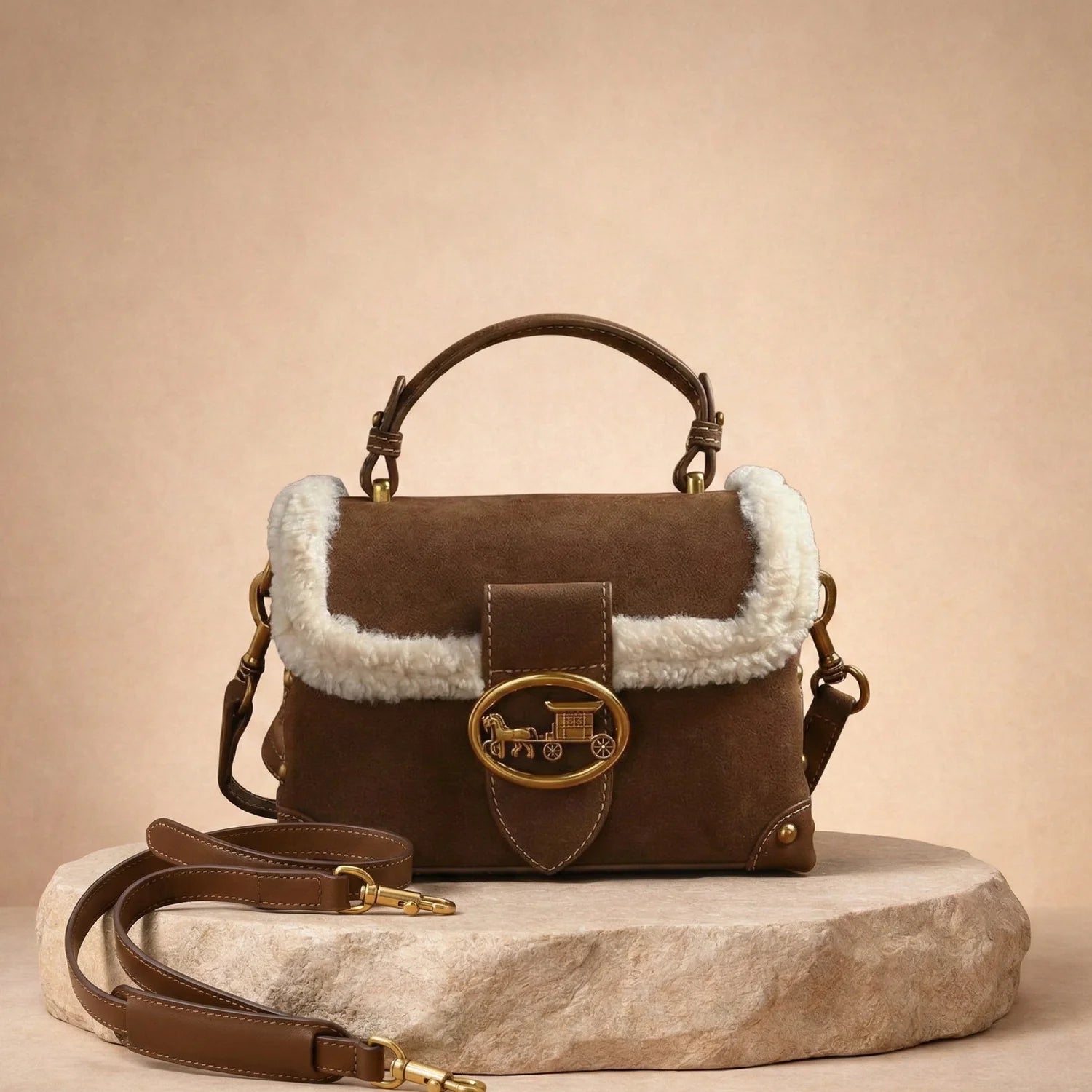 Sac Vintage Daim & Fausse Fourrure — vue 1 Image