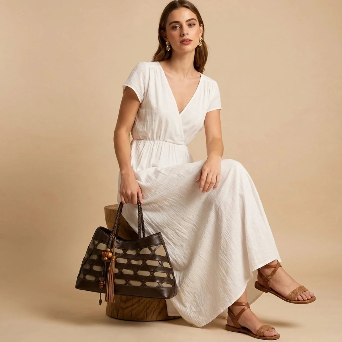 Sac cabas tressé en cuir de vachette pleine fleur — SAKIWÉ