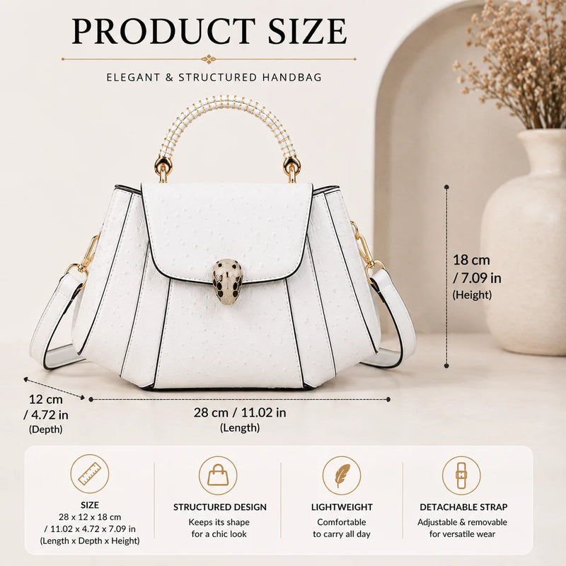 Sac à main structuré effet autruche blanc, packshot