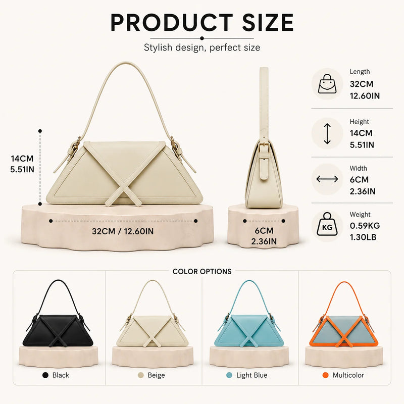 Sac triangulaire noir — bordure contrastée