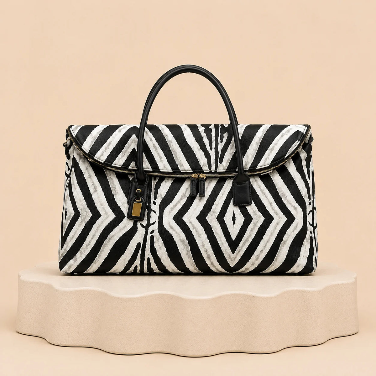 Grand sac de voyage zèbre noir et blanc grande capacité — SAKIWÉ