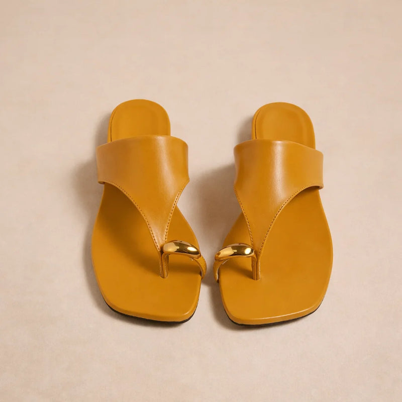 Sandales Brides Croisées Moutarde — vue 1