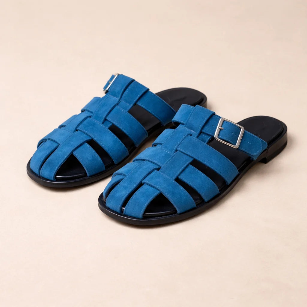 Sandales Fisherman Effet Suède Bleu — vue 1 Image