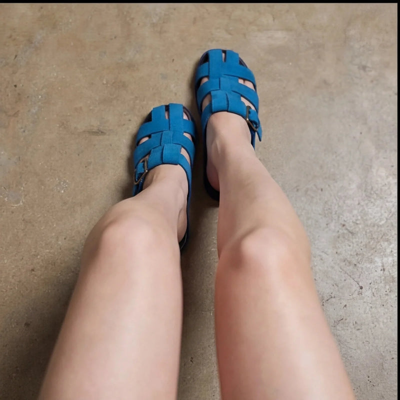 Sandales Fisherman Effet Suède Bleu — vue 4