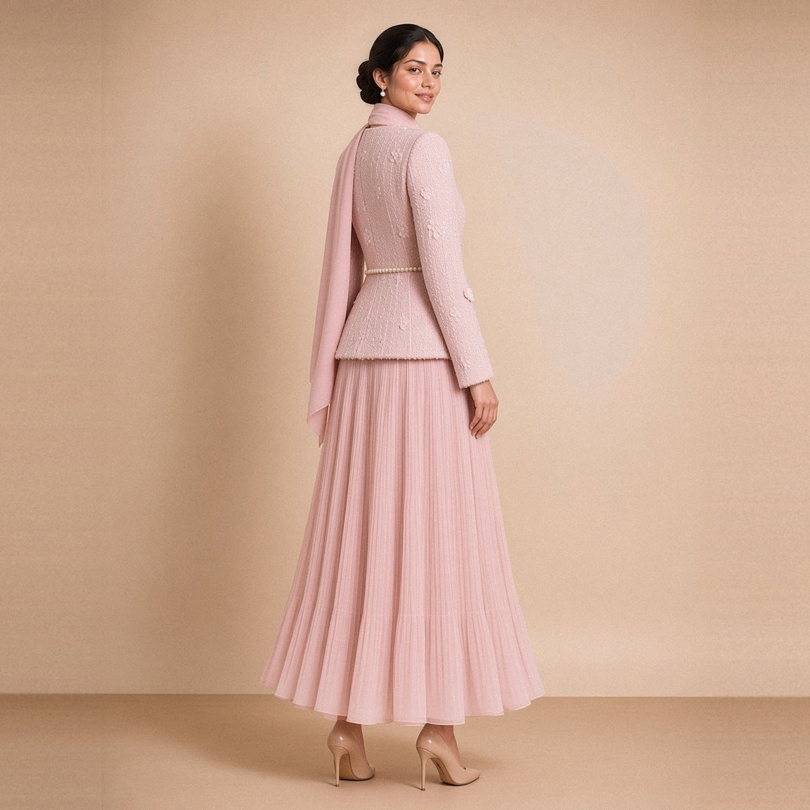 Ensemble rose poudré – vue de dos