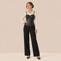 Top corset bustier en simili cuir effet croco, à bretelles fines
